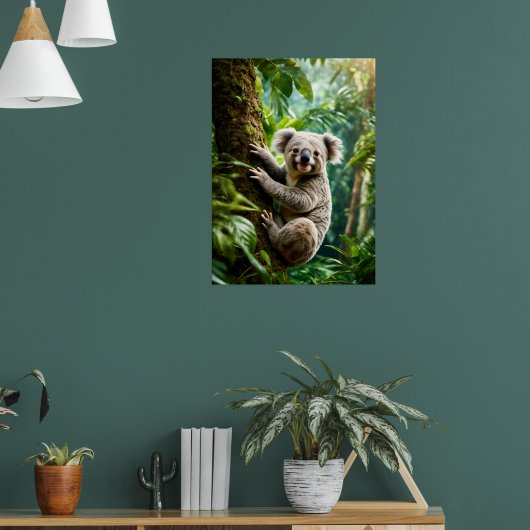 Schattige Koala Beer op een boom Poster (Woonkamer 1)