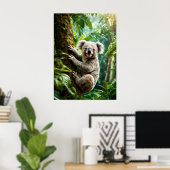 Schattige Koala Beer op een boom Poster (Thuiskantoor)