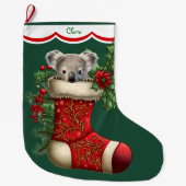 Schattige Koala Beer Peeking Grote Kerstsok (Voorkant)