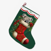 Schattige Koala Beer Peeking Grote Kerstsok (Voorkant (Hangend))