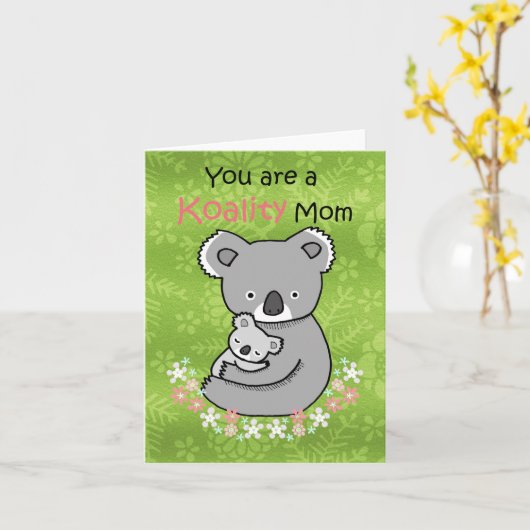 Schattige Koala beer Schattigee en grappige moeder Kaart (Gele Bloem)