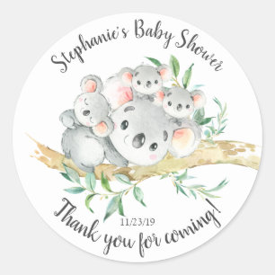 Schattige Koala Beer Triplets Baby shower Favor Ronde Sticker