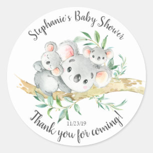 Schattige Koala Beer Twins Baby shower Favor Ronde Sticker