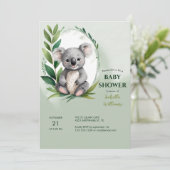 Schattige Koala Beer Waterverf Groen Baby shower Kaart (Staand voorkant)