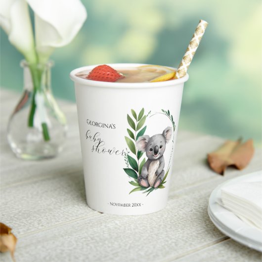 Schattige Koala Beer Waterverf Groen Baby shower Papieren Bekers (Insitu)