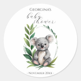 Schattige Koala Beer Waterverf Groen Baby shower Ronde Sticker