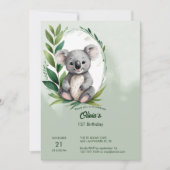 Schattige Koala Beer Waterverf Groen Verjaardag Kaart (Voorkant)