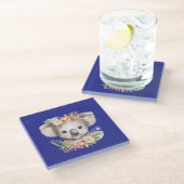 Schattige Koala Blauw Glazen Onderzetter (Schuin)