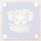 Schattige Koala Blauw Glazen Onderzetter (Achterkant)