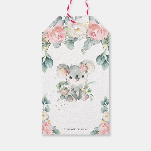 Schattige Koala Bloemen Baby shower Dank je wel Fa Cadeaulabel (Achterkant)