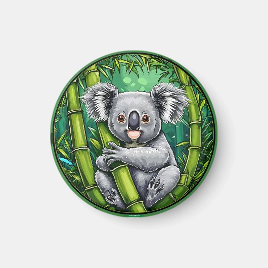 Schattige Koala die Bamboestengel Omhelst Magneet (Voorkant)
