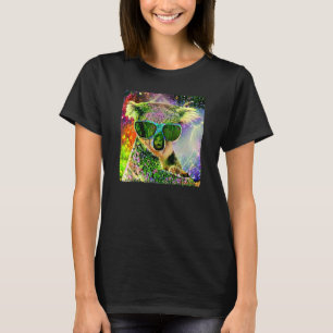Schattige Koala Draagt Zonnebril Wilde Bloemen Pat T-shirt