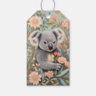 Schattige Koala Elegante Pastel Bloemen Cadeaulabel