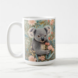 Schattige Koala Elegante Pastel Bloemen Koffiemok