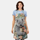 Schattige Koala Elegante Pastel Bloemen Schort (Gedragen)
