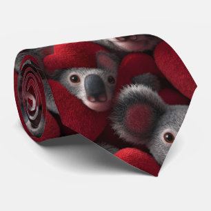 Schattige Koala en Rode Hart Naadloos Patroon Stropdas