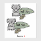 Schattige Koala Eucalyptus Leaf Label (Vel)