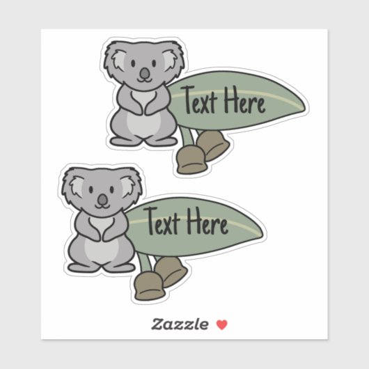 Schattige Koala Eucalyptus Leaf Label (Vel)
