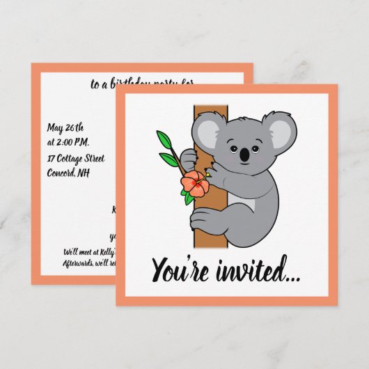 Schattige Koala Gefeliciteerd Kaart (Voorkant / Achterkant)