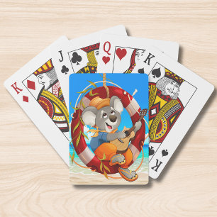 Schattige Koala Gitaar Tropisch Strand Australië Pokerkaarten
