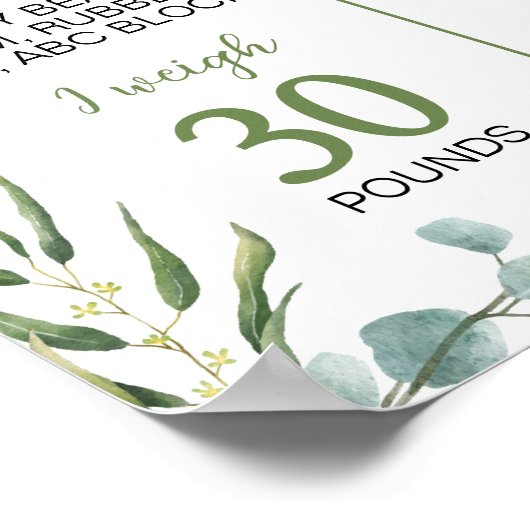 Schattige Koala Greenery Eerste jaar Foto Mileston Poster (Hoek)