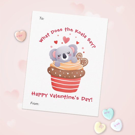 Schattige Koala in Cupcake Aangepaste Valentijnsda Feestdagenkaart