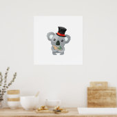 Schattige Koala in een Zwart Hoge Hoed Poster (Keuken)