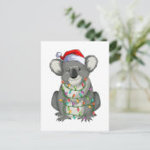 Schattige koala in kerstlichtjes briefkaart (Staand voorkant)