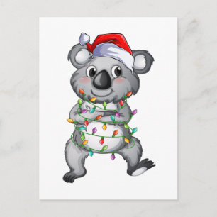 Schattige koala in kerstlichtjes briefkaart