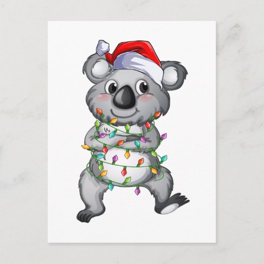 Schattige koala in kerstlichtjes briefkaart (Voorkant)