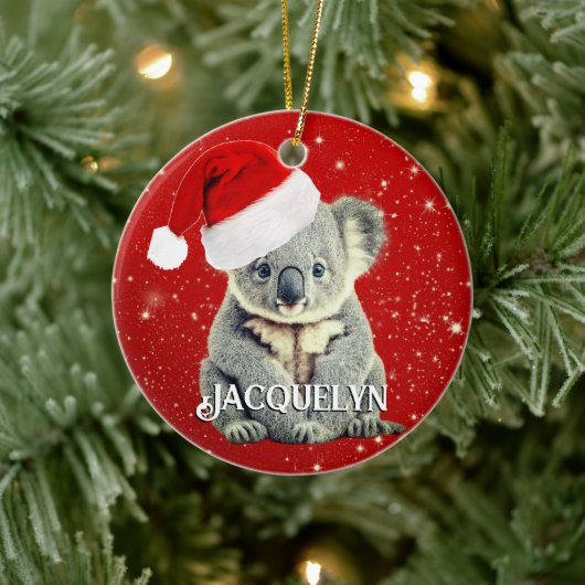 Schattige Koala in Kerstmannenhoed Keramisch Ornament (Boom)