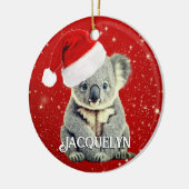 Schattige Koala in Kerstmannenhoed Keramisch Ornament (Links)