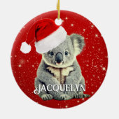 Schattige Koala in Kerstmannenhoed Keramisch Ornament (Achterkant)