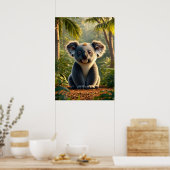 Schattige Koala in weelderig Oerwoud Poster (Keuken)