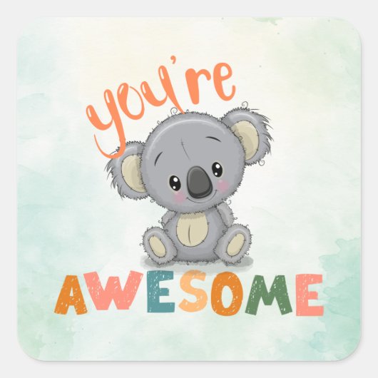 Schattige Koala Je Bent Een Geweldige Leraar Leerl Vierkante Sticker (Voorkant)