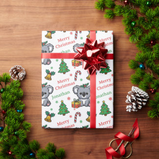 Schattige Koala Kerstboom Vakantie Cadeaupapier