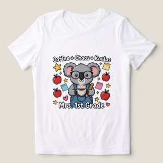 Schattige Koala Koffie Chaos 1e Graad Leraar Perso Tri-Blend Shirt