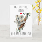 Schattige Koala Met Baby Je Bent Een Koala-tische  Kaart (Gele Bloem)