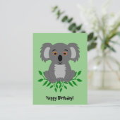 Schattige koala met eucalyptus kinderverjaardag briefkaart (Staand voorkant)