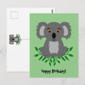 Schattige koala met eucalyptus kinderverjaardag briefkaart (Voorkant / Achterkant)