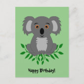 Schattige koala met eucalyptus kinderverjaardag briefkaart (Voorkant)