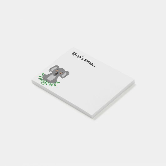 Schattige koala met eucalyptus  post-it® notes (Schuin)