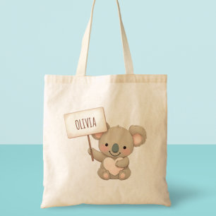 Schattige Koala met Naambordje Tote Bag