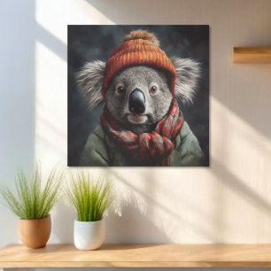 Schattige koala met schattig oranje pet poster