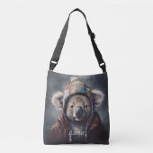Schattige koala met schattig pet, aanpasbaar crossbody tas (Voorkant)