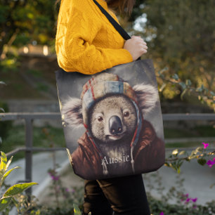 Schattige koala met schattig pet, aanpasbaar crossbody tas