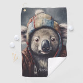 Schattige koala met schattig pet op maat golfhanddoek (Insitu)