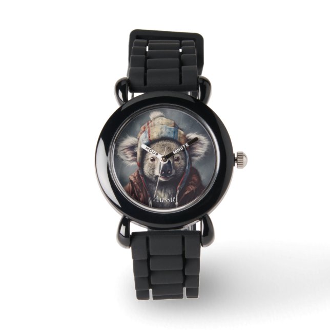 Schattige koala met schattig pet op maat horloge (Voorkant)