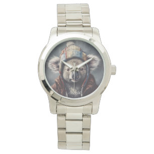 Schattige koala met schattig pet op maat horloge