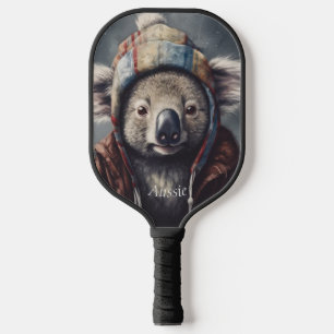 Schattige koala met schattig pet op maat pickleball paddle